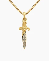 Waves Dagger Amulet in 18K Yellow Gold with Cognac Diamonds, 43.8mm