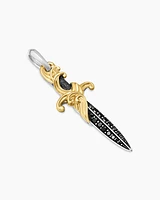 Waves Dagger Amulet in Sterling Silver with 18K Yellow Gold with Diamonds