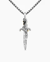 Waves Dagger Amulet in Sterling Silver with 18K Yellow Gold with Diamonds