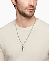 Waves Dagger Amulet in Sterling Silver with 18K Yellow Gold with Diamonds