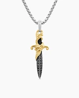 Waves Dagger Amulet in Sterling Silver with 18K Yellow Gold with Diamonds