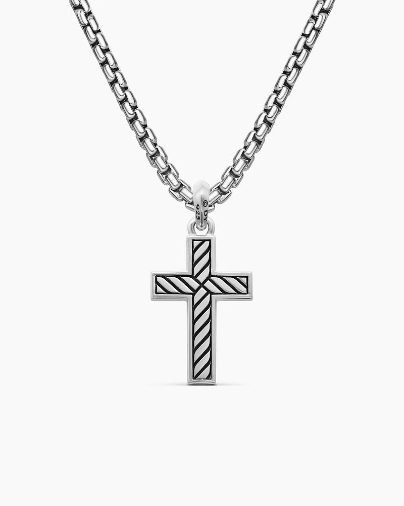 Exotic Stone Cross in Sterling Silver with Black Onyx, 26mm