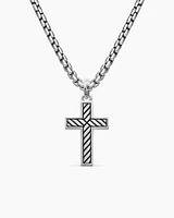Exotic Stone Cross in Sterling Silver with Black Onyx, 26mm