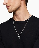 Exotic Stone Cross in Sterling Silver with Black Onyx, 26mm