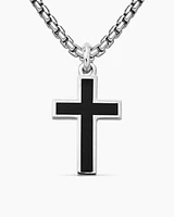Exotic Stone Cross in Sterling Silver with Black Onyx, 26mm