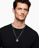 St. Christopher Amulet in Sterling Silver with Black Diamonds, 34.5mm