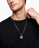 St. Christopher Amulet in Sterling Silver with Black Diamonds, 34.5mm
