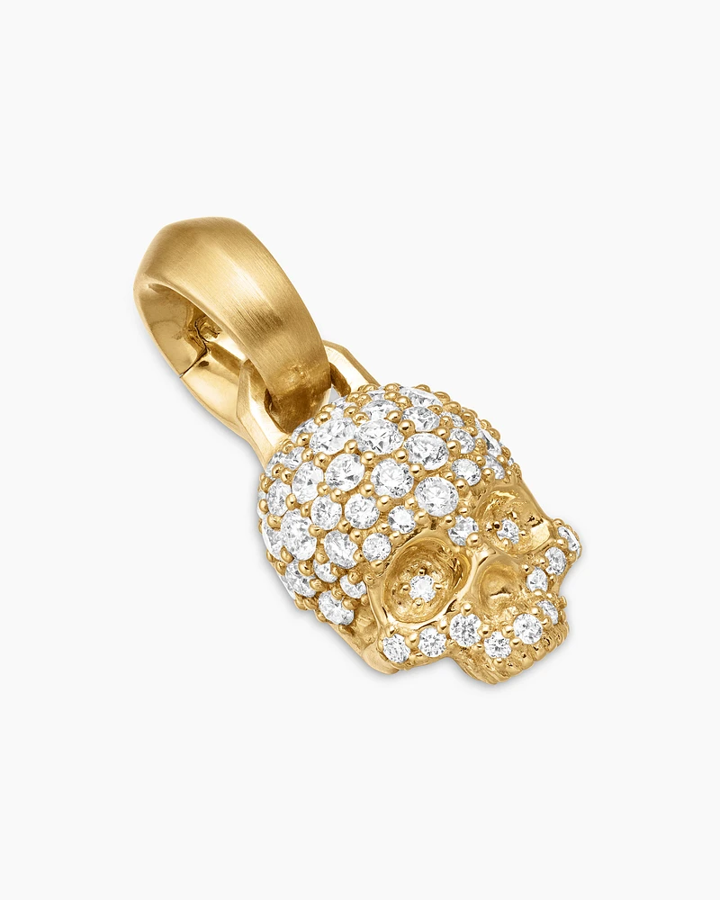 Skull Amulet with Full Pavé Diamonds and 18K Yellow Gold, 19.3mm