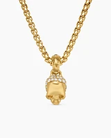Skull Amulet with Full Pavé Diamonds and 18K Yellow Gold, 19.3mm