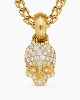 Skull Amulet with Full Pavé Diamonds and 18K Yellow Gold, 19.3mm