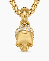Skull Amulet with Full Pavé Diamonds and 18K Yellow Gold, 19.3mm