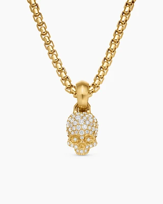 Skull Amulet with Full Pavé Diamonds and 18K Yellow Gold, 19.3mm