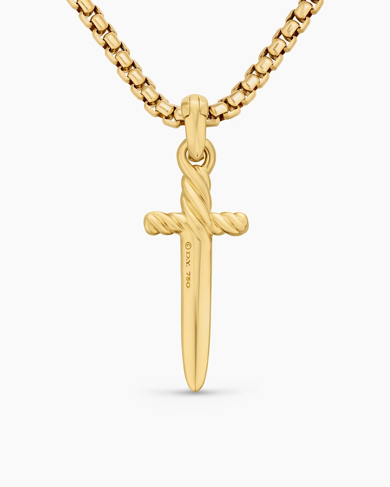 Petrvs® Dagger Amulet in 18K Yellow Gold with Diamonds, 31.5mm