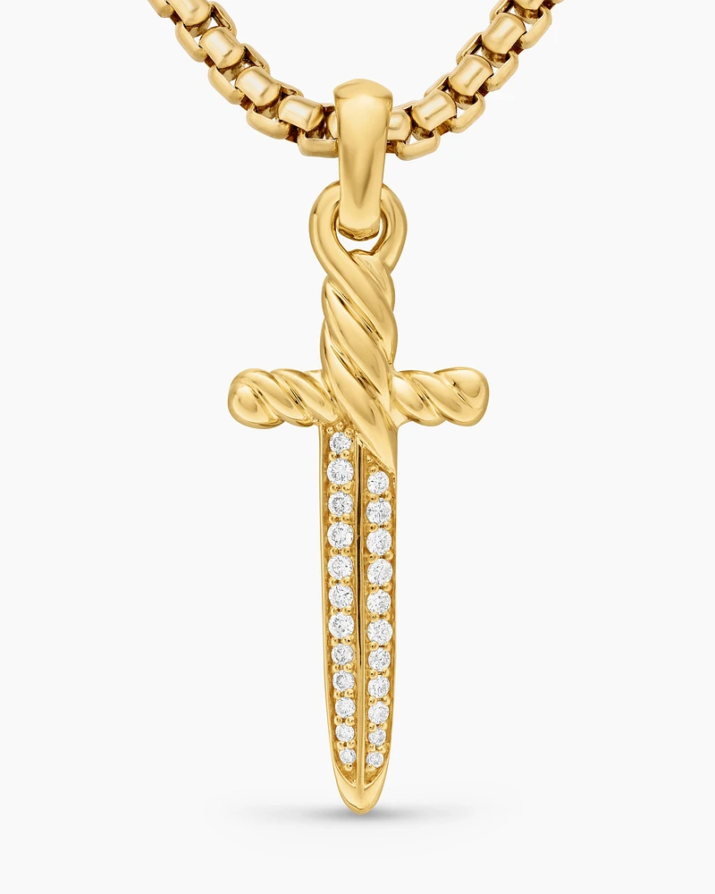 Petrvs® Dagger Amulet in 18K Yellow Gold with Diamonds, 31.5mm