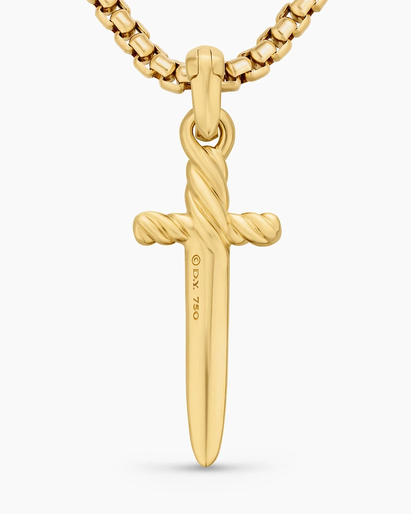 Petrvs® Dagger Amulet in 18K Yellow Gold with Diamonds, 31.5mm