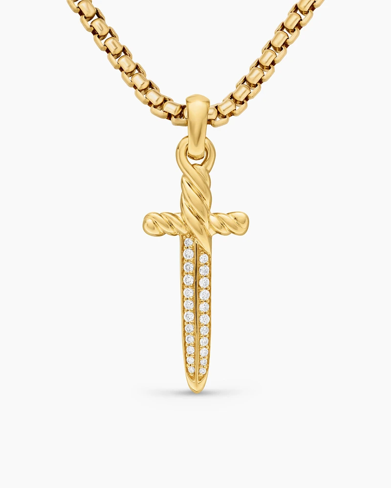 Petrvs® Dagger Amulet in 18K Yellow Gold with Diamonds, 31.5mm