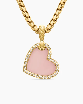 DY Elements® Heart Amulet in 18K Yellow Gold with Pink Opal and Diamonds