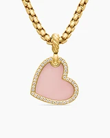 DY Elements® Heart Amulet in 18K Yellow Gold with Pink Opal and Diamonds