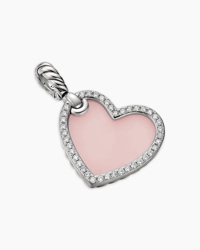 DY Elements® Heart Amulet in Sterling Silver with Pink Opal and Diamonds