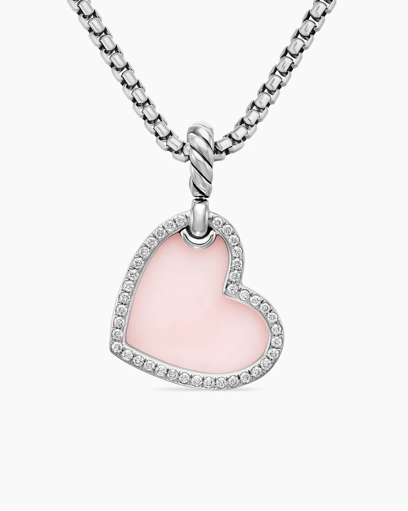 DY Elements® Heart Amulet in Sterling Silver with Pink Opal and Diamonds