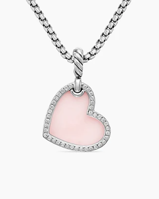 DY Elements® Heart Amulet in Sterling Silver with Pink Opal and Diamonds