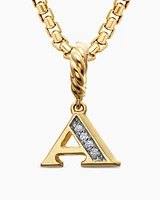Pavé Initial Pendant in 18K Yellow Gold with Diamond A