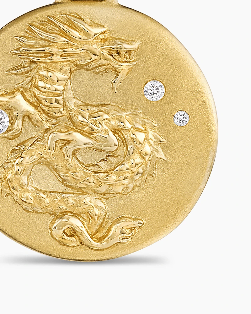 Dragon Amulet in 18K Yellow Gold with Diamonds
