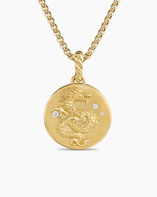Dragon Amulet in 18K Yellow Gold with Diamonds