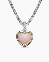 Heart Amulet in Sterling Silver and 18K Yellow Gold with Pink Opal, 17mm