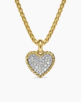 Pavé Heart Amulet in 18K Yellow Gold with Diamonds, 15.6mm
