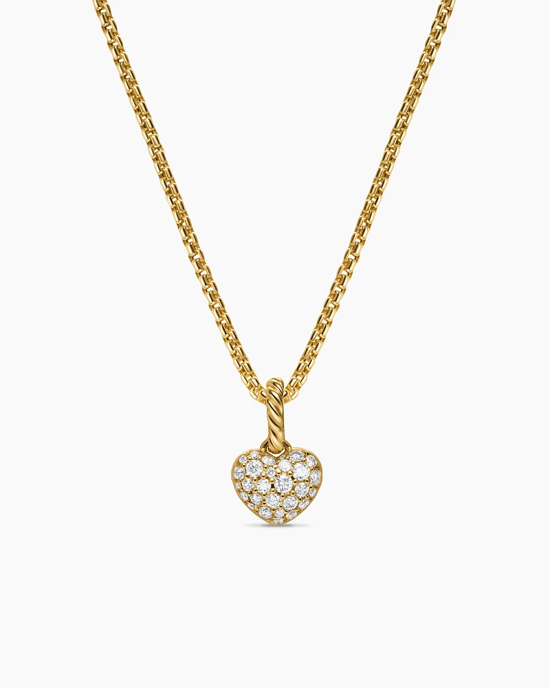 Petite Pavé Heart Amulet in 18K Yellow Gold with Diamonds, 7.4mm