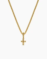 Micro Pavé Cross Amulet in 18K Yellow Gold with Diamonds, 8mm