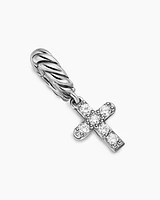 Micro Pavé Cross Amulet in Sterling Silver with Diamonds, 8mm
