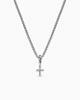 Micro Pavé Cross Amulet in Sterling Silver with Diamonds, 8mm