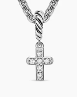 Micro Pavé Cross Amulet in Sterling Silver with Diamonds, 8mm