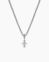 Micro Pavé Cross Amulet in Sterling Silver with Diamonds, 8mm