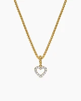 Micro Pavé Open Heart Amulet in 18K Yellow Gold with Diamonds, 6.8mm