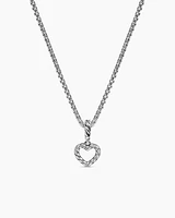 Micro Pavé Open Heart Amulet in Sterling Silver with Diamonds, 6.8mm