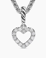 Micro Pavé Open Heart Amulet in Sterling Silver with Diamonds, 6.8mm