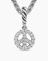 Micro Pavé Peace Sign Amulet in Sterling Silver with Diamonds, 7.6mm