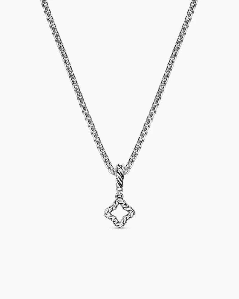 Micro Pavé Quatrefoil Amulet in Sterling Silver with Diamonds, 7.4mm