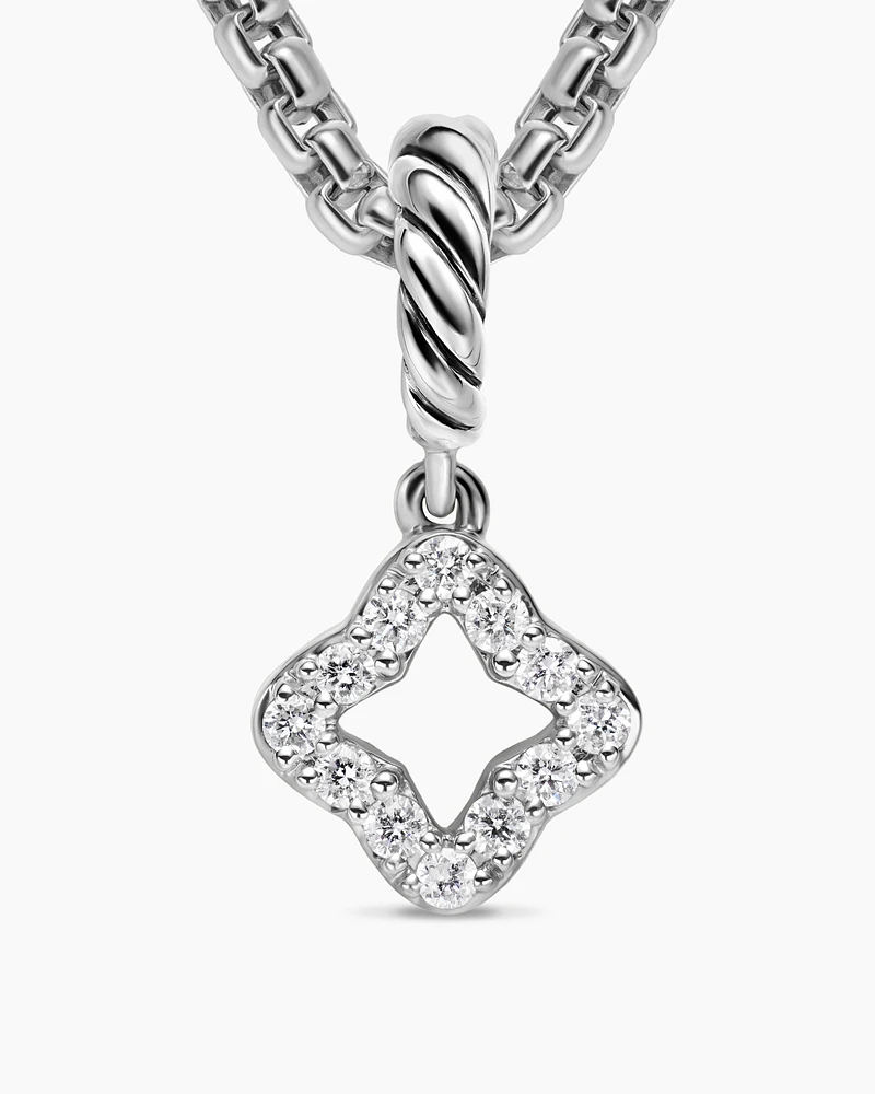 Micro Pavé Quatrefoil Amulet in Sterling Silver with Diamonds, 7.4mm