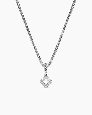 Micro Pavé Quatrefoil Amulet in Sterling Silver with Diamonds, 7.4mm