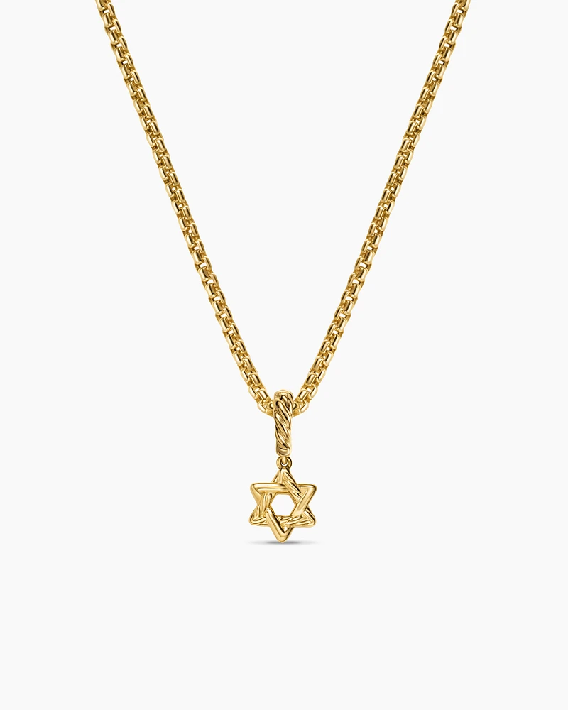 Micro Pavé Star of David Amulet in 18K Yellow Gold with Diamonds, 7.4mm