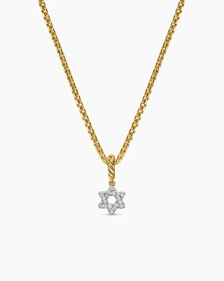 Micro Pavé Star of David Amulet in 18K Yellow Gold with Diamonds, 7.4mm