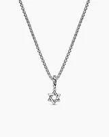 Micro Pavé Star of David Amulet in Sterling Silver with Diamonds, 7.4mm