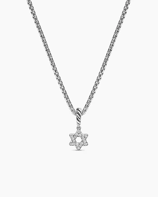 Micro Pavé Star of David Amulet in Sterling Silver with Diamonds, 7.4mm