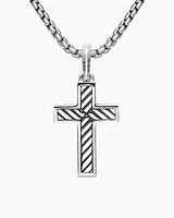 Streamline® Cross Pendant in Sterling Silver with Black Diamonds
