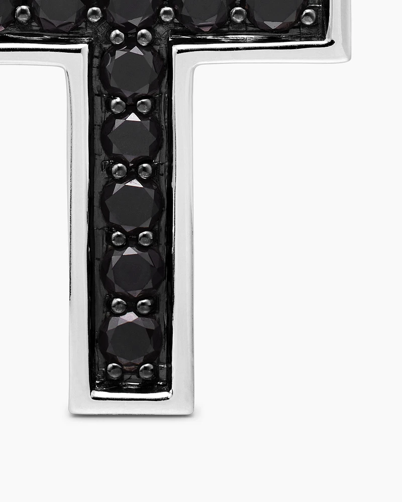 Streamline® Cross Pendant in Sterling Silver with Black Diamonds