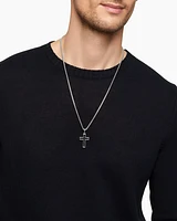 Streamline® Cross Pendant in Sterling Silver with Black Diamonds